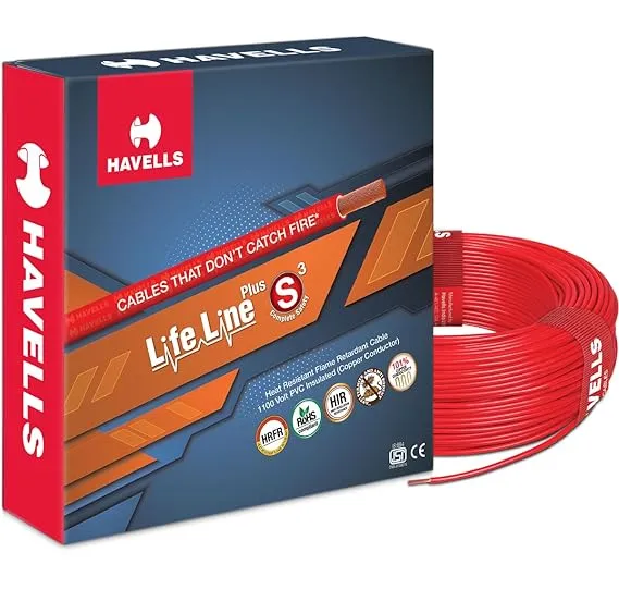 Havells LifeLine+ S3 | 1 sq.mm Copper Wire (90m-Red)| Class 2 Conductor (100% Copper), Heat Resistant & Flame Retardant - Ideal for Domestic & Industrial Use (WHFFDNRA11X0)