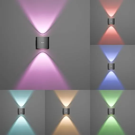 Murphy 2W LED Outdoor Wall Light | 2-Way Curved Beam| with–2-Year Warranty | 7+ Auto-Changing Colours IP66 Waterproof Aluminium Body, Pack of 2