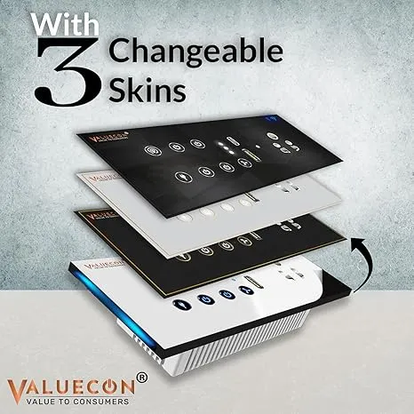 i380 6 modular Smart Wifi Switch Board with 4 Switch,1 Fan,1 Socket, C & A type USB charging ports|Finger-touch, App Control, Voice-controlled by Alexa, Google Home, Google Assis (SLVR_WH)