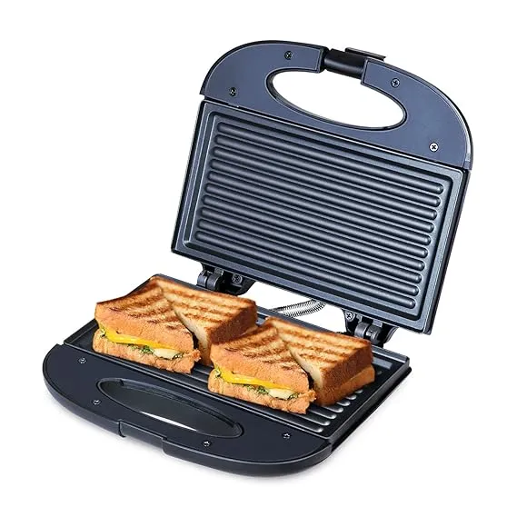Bajaj New SWX 400 2-Slice Sandwich Grill Toaster | Non-Stick Coating Plates | Buckle Clip Handle